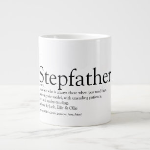 Caneca De Café Grande Divertido Melhor Pai Postiço do Mundo Preto e Bran