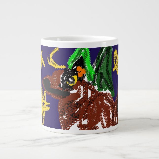 Caneca De Café Grande Divertimento de alegria na noite do lobo (Frente)
