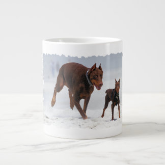 Caneca De Café Grande Doberman e Min Pin - OLHA! Um Mini Eu!