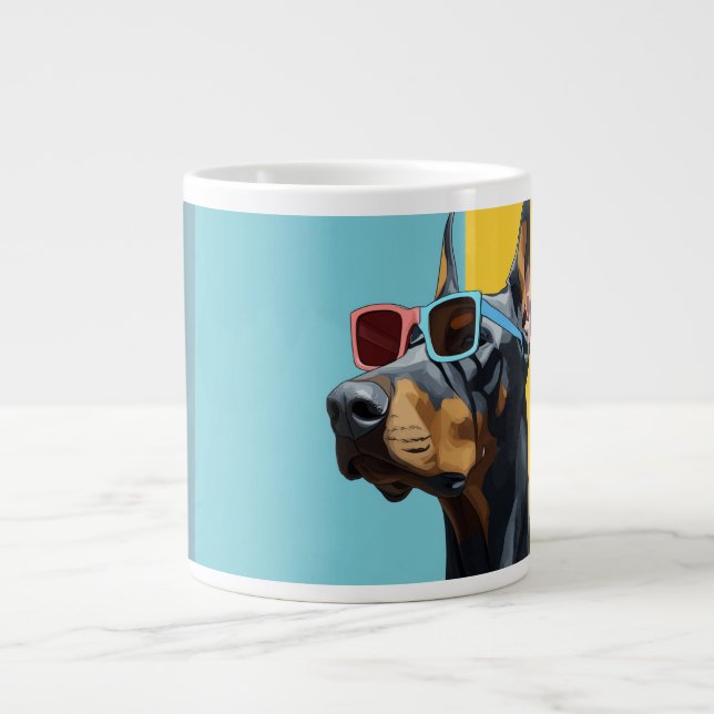 Caneca De Café Grande Doberman legal com óculos de sol (Frente)