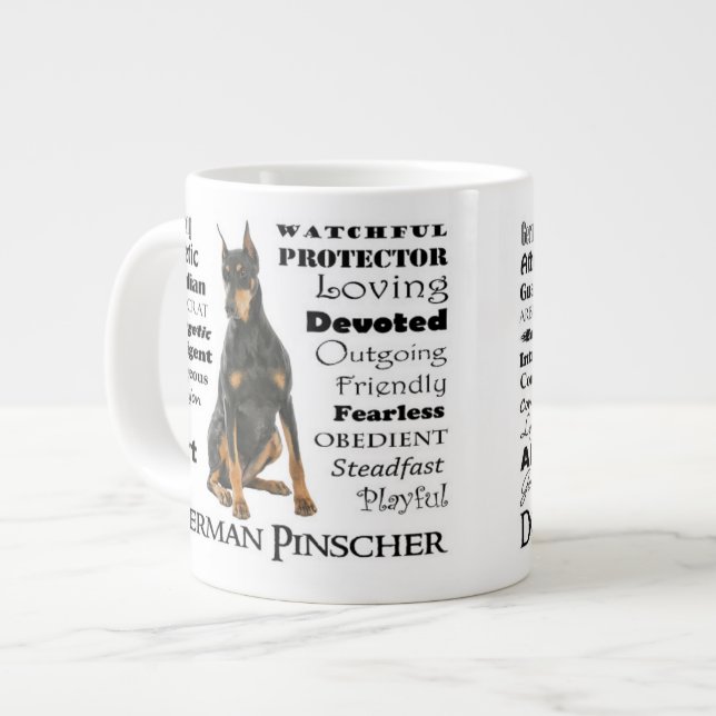 Caneca De Café Grande Doberman Traços Jumbo Mug (Frente Esquerda)