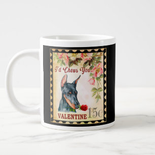 Caneca De Café Grande Doberman Vintage Namorados Engraçado Cachorro Com