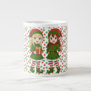 Caneca De Café Grande Doces elfos de Natal de anime