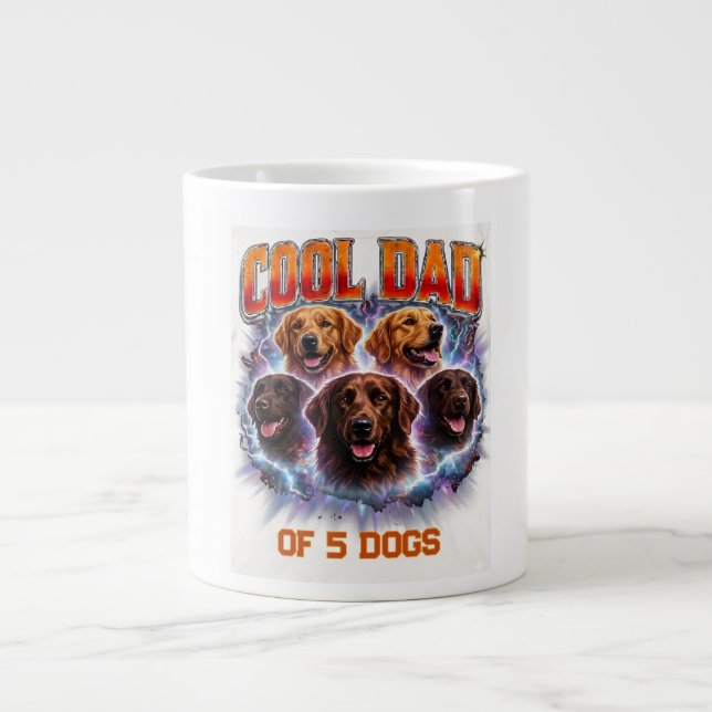 Caneca De Café Grande Dog Dad Portrait Personalized Number Custom Design (Frente)