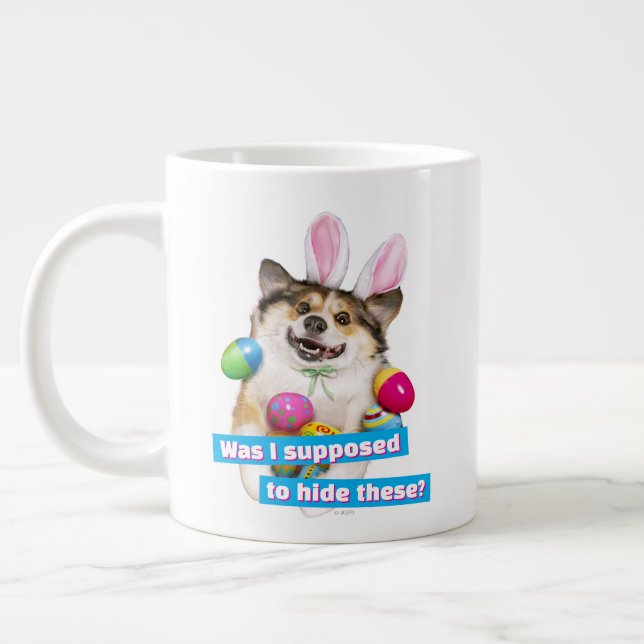 Caneca De Café Grande Dog Laying on Easter Eggs (Esquerda)