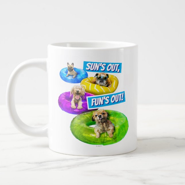 Caneca De Café Grande Dog Pool Party (Esquerda)