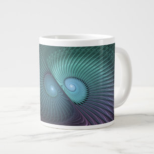Caneca De Café Grande Dois Espirais Coloridos Arte Fractal Moderna Abstr
