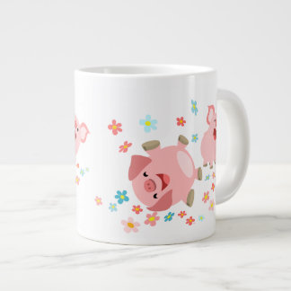 Caneca De Café Grande Dois porcos de cartoon bonitos em Primavera Jumbo 