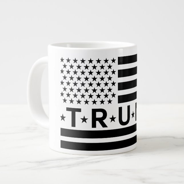 Caneca De Café Grande Donald Trump Flag 2024 Retire a América (Frente Esquerda)