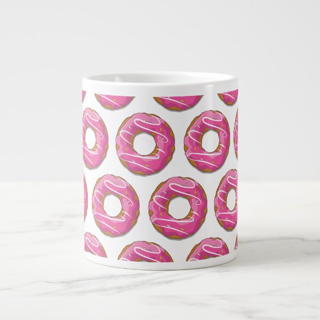Caneca De Café Grande Donuts com glacê rosa (Frente)
