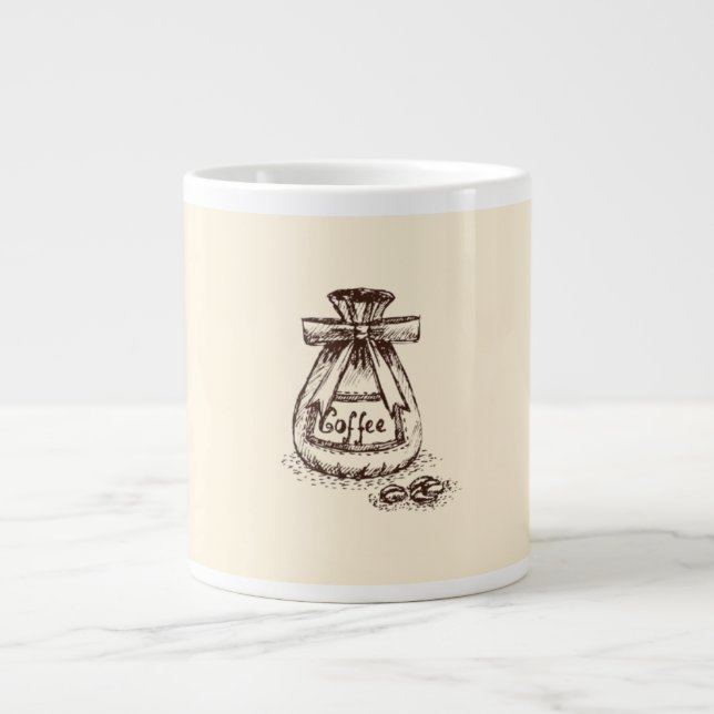 Caneca De Café Grande Doodle Coffee Beans Artistic Coffee Mug (Frente)