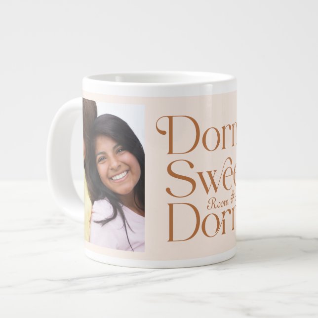 Caneca De Café Grande Dorm Sweet Dorm Two Photo Terracotta (Frente Esquerda)