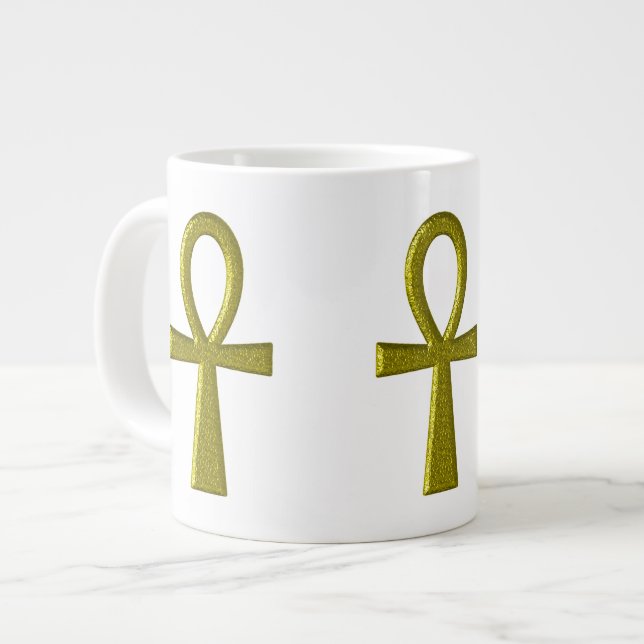 Caneca De Café Grande Dourada Ankh Jumbo Mug (Frente Esquerda)