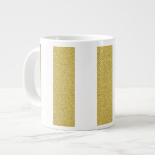 Caneca De Café Grande Douradas faixas, tiras brancas, padrão riscado