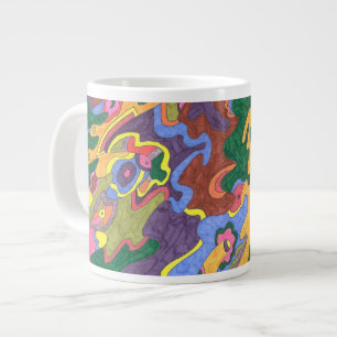 Caneca De Café Grande "Dourado" Abstrato Art