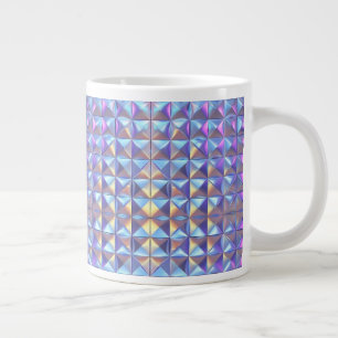 Caneca De Café Grande Dourado, Azul e Roxo Geométrico Iridescente 2