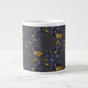 Caneca De Café Grande Dourado e Silver Blue Molten Metal
