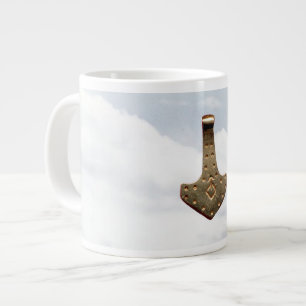 Caneca De Café Grande Dourado Thor Hammer - nuvens jumbo