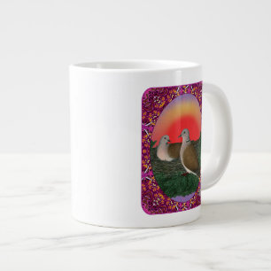 Caneca De Café Grande Doves emoldurados