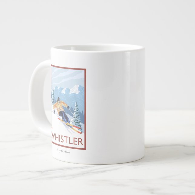 Caneca De Café Grande Downhill Snow Skier - Whistler, BC Canada (Frente Esquerda)