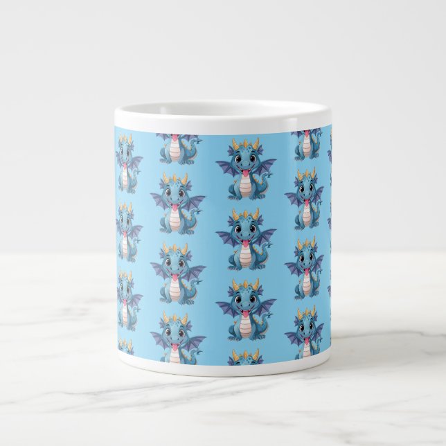 Caneca De Café Grande dragão azul (Frente)