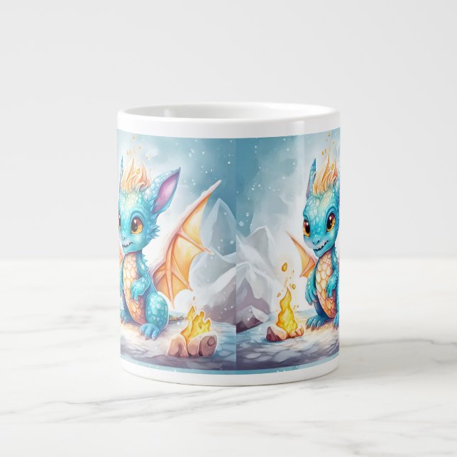 Caneca De Café Grande Dragão Azul-Bebê-68799, Cute Cristalizado (Frente)