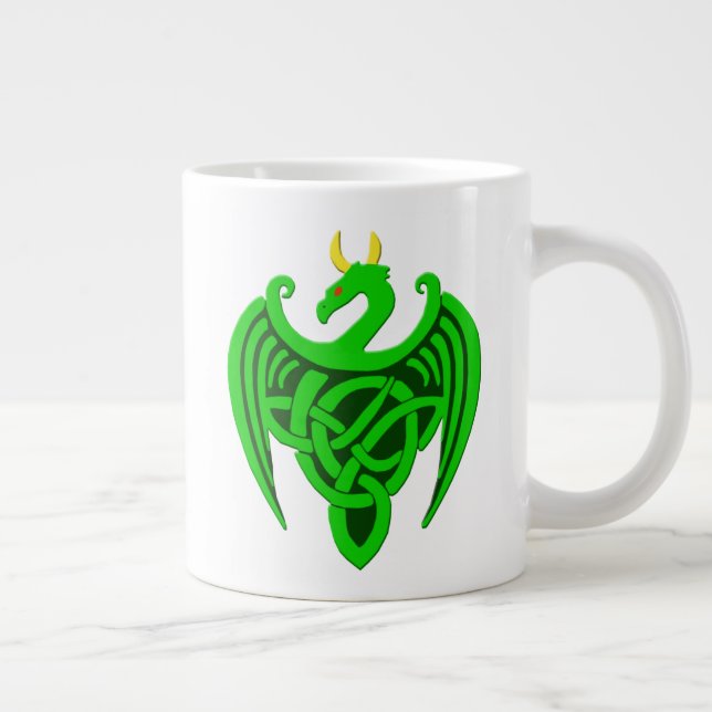 Caneca De Café Grande Dragão Celular Verde Jumbo Mug (Direita)