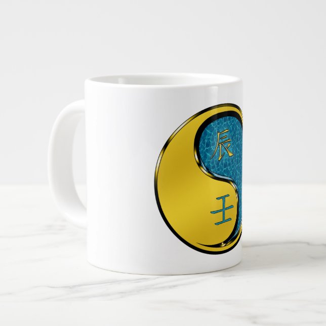 Caneca De Café Grande Dragão de Água (Frente Esquerda)