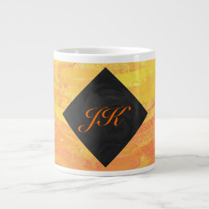 Caneca De Café Grande Dragões Olho Laranja e Monograma Negro