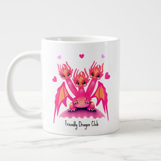Caneca De Café Grande Dragões rosa fofos (Esquerda)