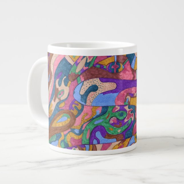 Caneca De Café Grande Dragon Ride, Abstrato original (Frente Esquerda)