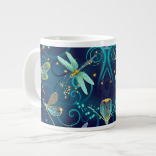 Caneca De Café Grande Dragonflies Teal 20oz