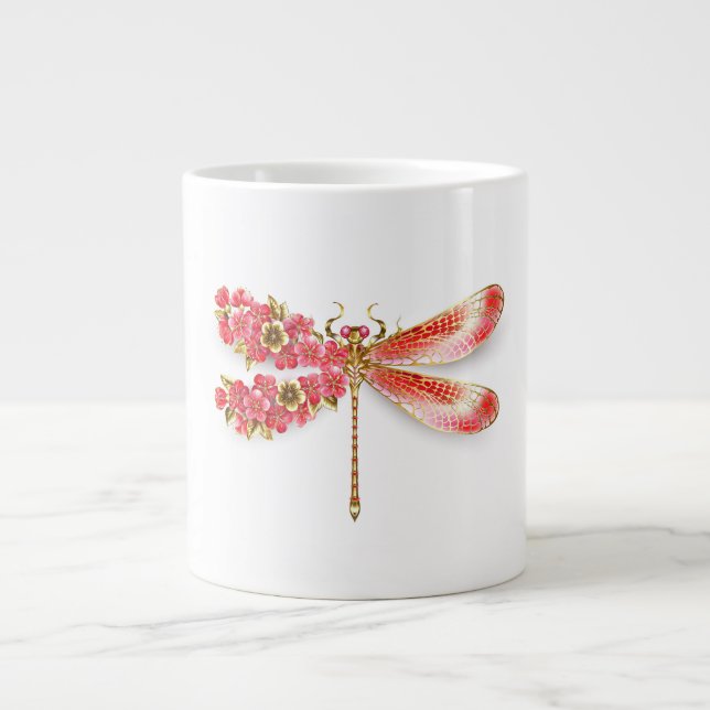 Caneca De Café Grande Dragonfly com joalheria sakura (Frente)
