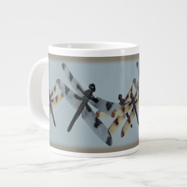 Caneca De Café Grande Dragonistas com amarelo/azul/castanho (Frente Esquerda)