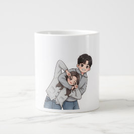 Caneca De Café Grande Drama Coreano Romântico Gesto do Coração de Casal