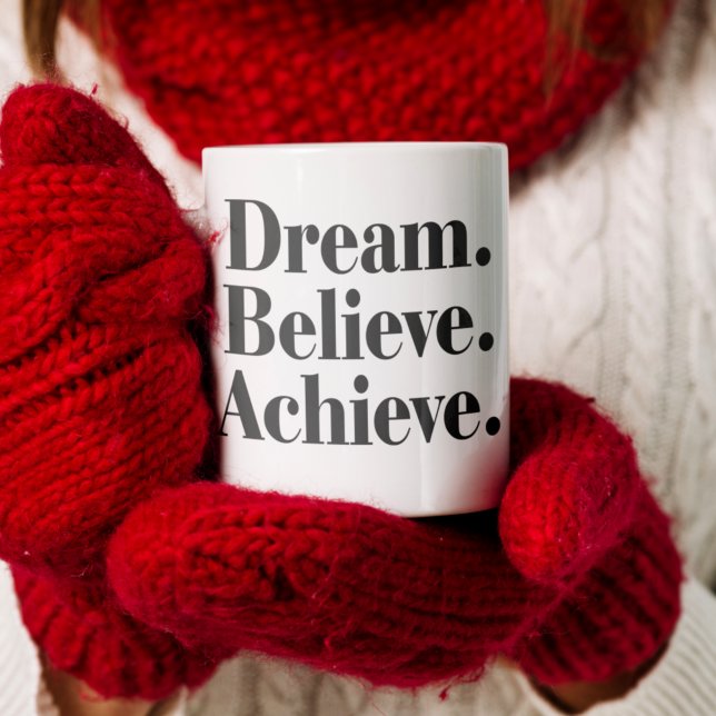 Caneca De Café Grande Dream Believe Achieve Life Quote Jumbo Mug (Dream Believe Achieve Life Quote Jumbo Mug)