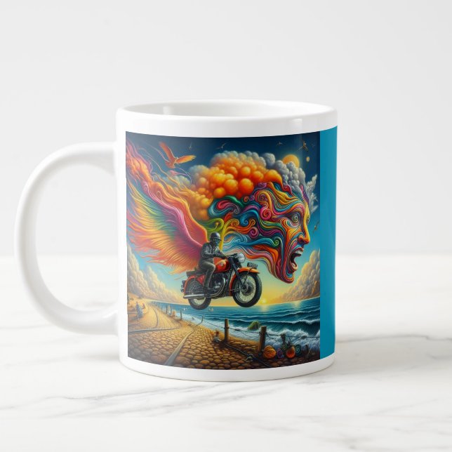 Caneca De Café Grande Dreamscape de Motociclo Psicodélico (Esquerda)