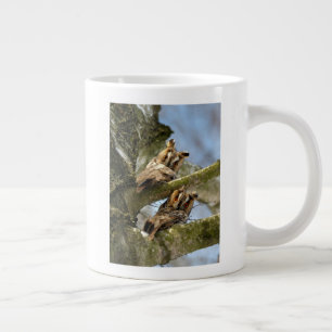 Caneca De Café Grande Duas corujas nos bosques, aves, vida selvagem Café