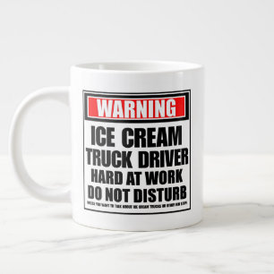 Caneca De Café Grande Duro De Driver De Caminhão De Sorvete De Aviso No