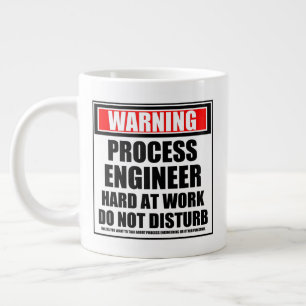 Caneca De Café Grande Duro De Engenheiro Do Processo De Aviso No Trabalh
