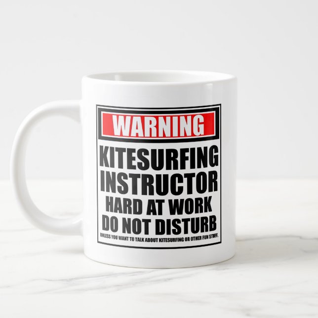 Caneca De Café Grande Duro de Instrutor de Kitesurfing no Trabalho (Esquerda)