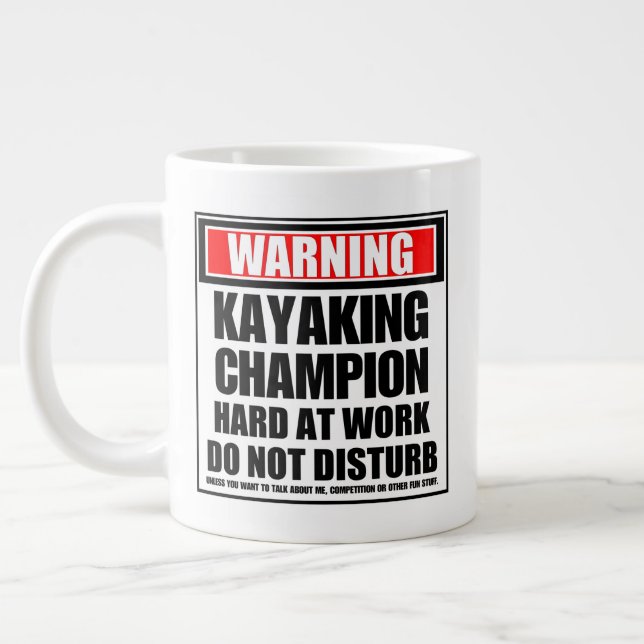 Caneca De Café Grande Duro De Kayaking Champion No Trabalho (Esquerda)