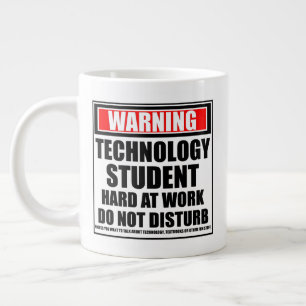 Caneca De Café Grande Duro Estudante De Tecnologia De Aviso No Trabalho