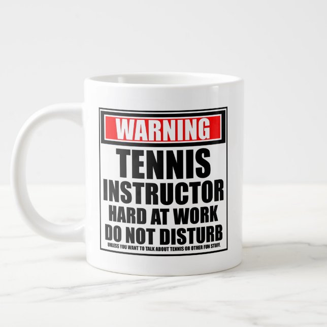 Caneca De Café Grande Duro Instrutor Tênis de Aviso no Trabalho (Esquerda)