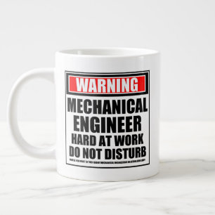 Caneca De Café Grande Duro Mecânico Do Engenheiro De Aviso No Trabalho