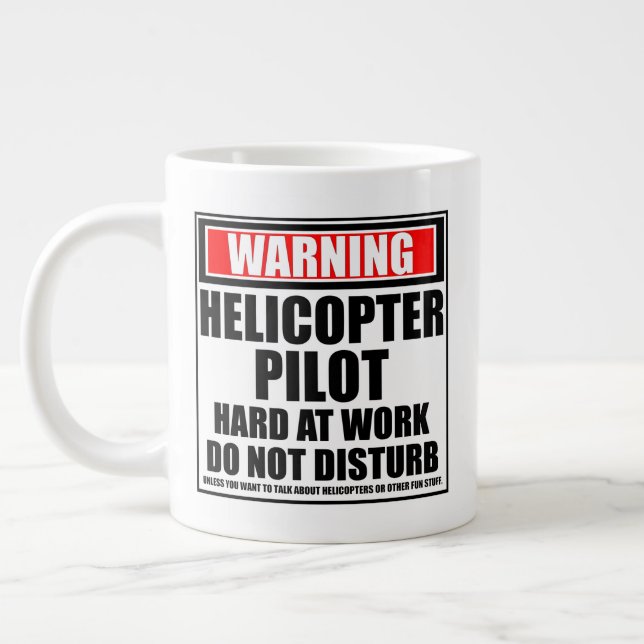 Caneca De Café Grande Duro Piloto Helicóptero De Aviso No Trabalho (Esquerda)