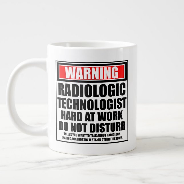 Caneca De Café Grande Duro Radiológico De Alerta No Trabalho (Esquerda)