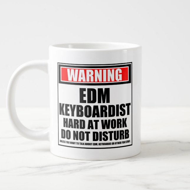 Caneca De Café Grande Duro Teclado EDM de Aviso no Trabalho (Esquerda)