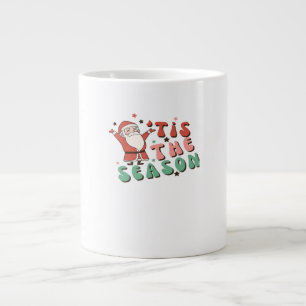 Caneca De Café Grande É a Temporada do Natal Retro Papai Noel