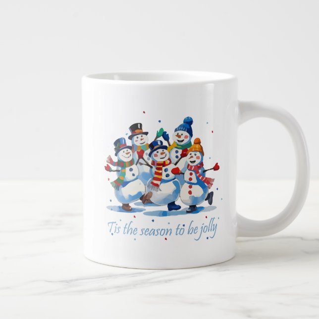 Caneca De Café Grande É a Temporada para Dançar Alegres Bonecos de Neve (Direita)